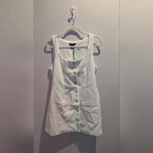 White Button-Down Sleeveless Dress